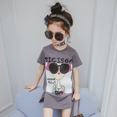 Шикозна детска дълга блуза с къс ръкав за момичета в 2 цвята