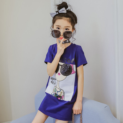 Шикозна детска дълга блуза с къс ръкав за момичета в 2 цвята