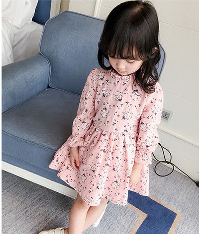 Πολλά φρέσκα παιδιά μακρύ μανίκι φόρεμα σε ροζ και κίτρινο