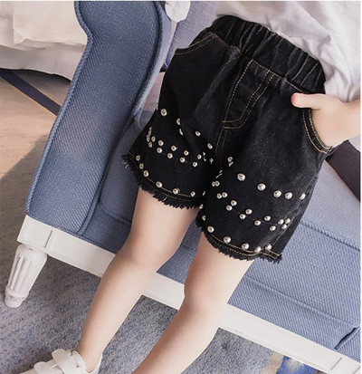 Уникални къси дънкови панталони в два цвята с много красиви перли
