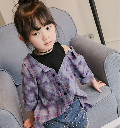 Уникална карирана детска момичешка риза