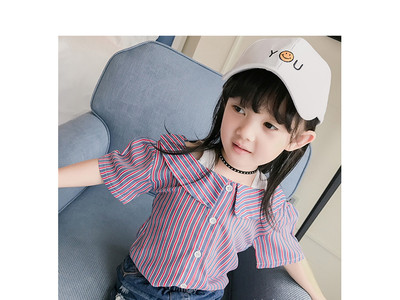 Интересен модел риза за момичета - раирана с голи рамене