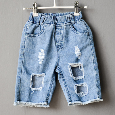 Страхотни момчешки къси дънкови панталони с дупки