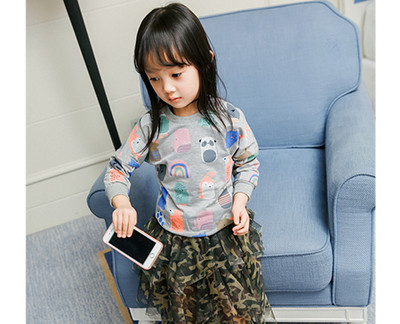 Свежа памучна тениска за сезон пролет/есен с анимации за момичета