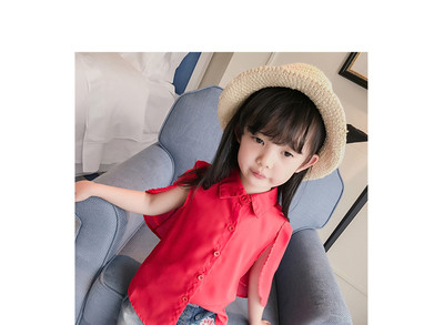 Симпатична шифонена риза с цепнати ръкави в няколко цвята за момичета