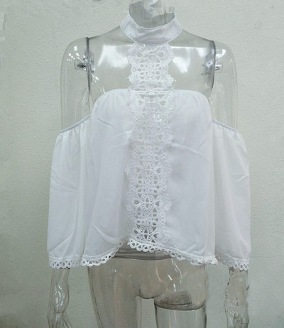 Υπερβολικό αμάνικη μπλούζα με δαντέλα