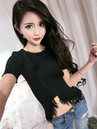 πουκάμισο γοητευτική κυρία με κοντά μανίκια και κατακερματισμένη μοτίβα