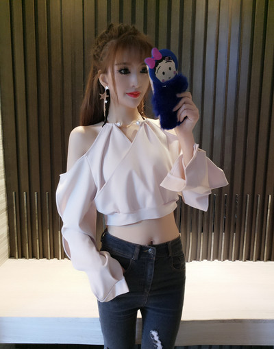 μπλούζα σπουδαίο άθλημα-κομψές κυρίες με μακριά φαρδιά μανίκια και V λαιμόκοψη