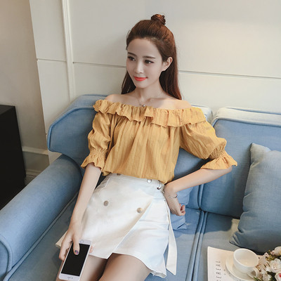 Дамска ежедневна блузка с паднало рамо