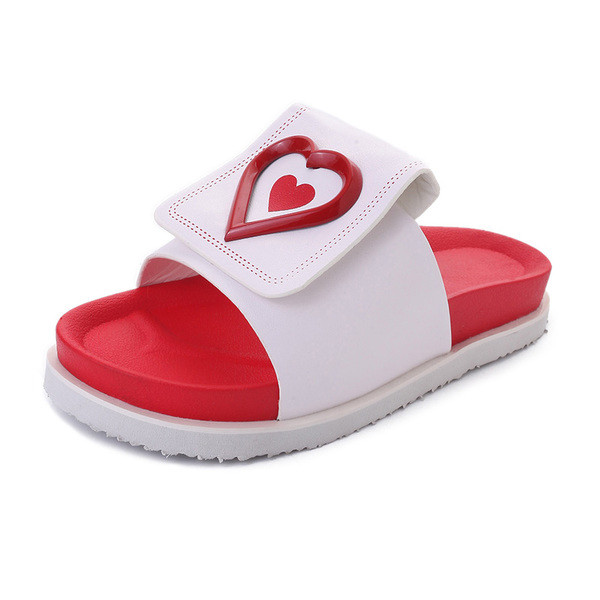 Ежедневни дамски чехли на платформа в червен и черен цвят