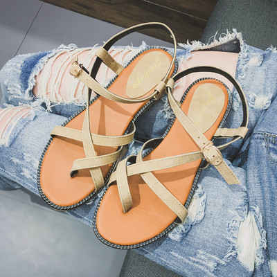 Καθημερινά κυρίες σανδάλια με λουριά πάνω από το δάχτυλο του ποδιού σε μαύρο, πράσινο και μπεζ