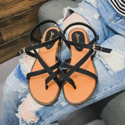 Καθημερινά κυρίες σανδάλια με λουριά πάνω από το δάχτυλο του ποδιού σε μαύρο, πράσινο και μπεζ