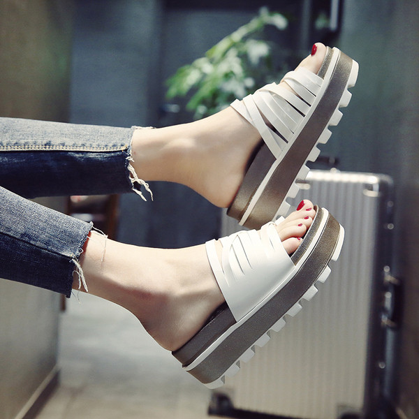 Ежедневни дамски чехли с висока платформа в няколко цвята