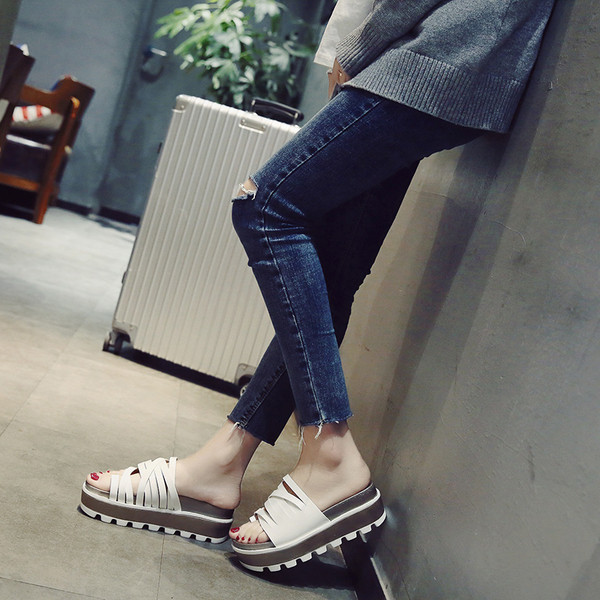 Ежедневни дамски чехли с висока платформа в няколко цвята