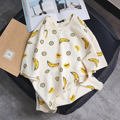 Много свежа мъжка блузка с къс ръкав и апликация бананчета