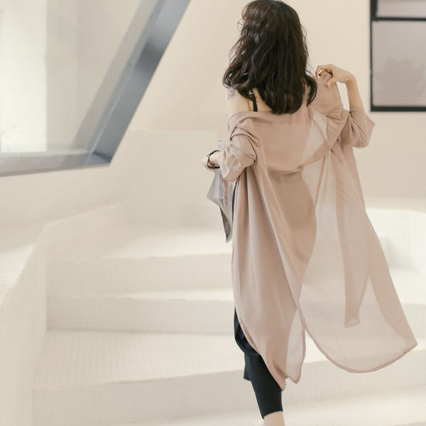 Μεγάλη κυρίες μπλούζα τύπου σιφόν σακάκι σε τρία διαφορετικά χρώματα