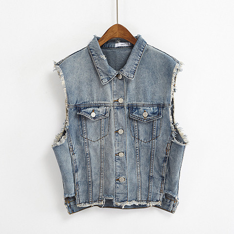 Τζιν μπουφάν χωρίς μανίκια Πολλές κομψό γυναικών