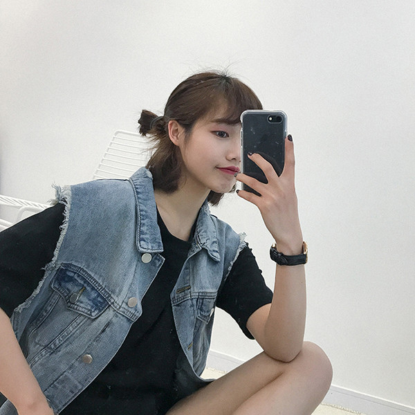 Τζιν μπουφάν χωρίς μανίκια Πολλές κομψό γυναικών