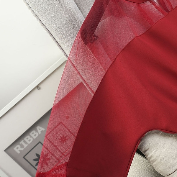 Дамски стилен гащеризон с висока талия, в черен, червен и бял цвят