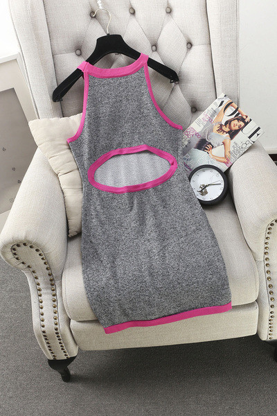 Дамска ежедневна рокля с гол гръб в сив цвят