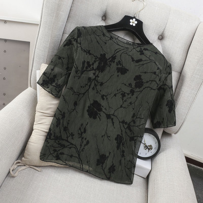 Дамска свежа тениска с флорални мотиви в няколко цвята