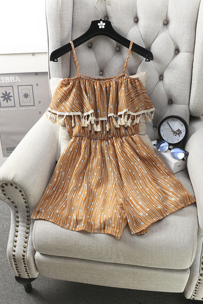 Дамски гащеризон с къс ръкав и голи рамене в няколко цвята