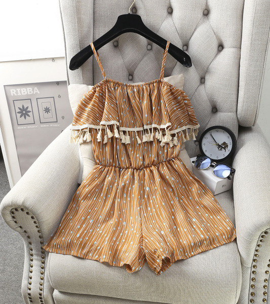 Дамски гащеризон с къс ръкав и голи рамене в няколко цвята