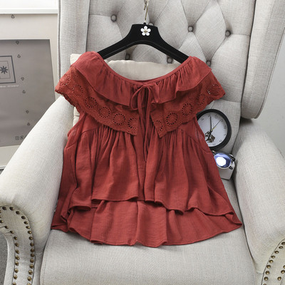 Дамска лятна блуза с връзки и детайли на дантела в няколко цвята