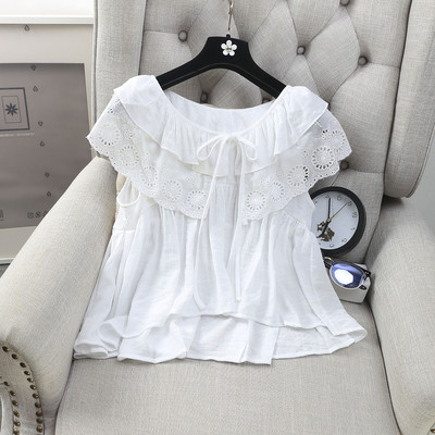 Дамска лятна блуза с връзки и детайли на дантела в няколко цвята