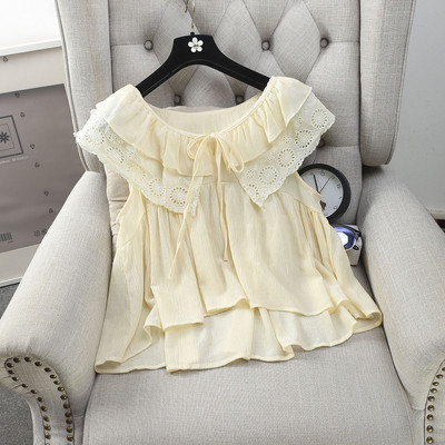 Дамска лятна блуза с връзки и детайли на дантела в няколко цвята