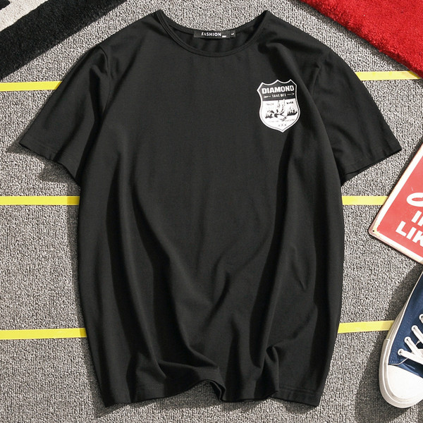 πουκάμισο Καθημερινά οι άνδρες με κοντά μανίκια και ενδιαφέρουσες εκτύπωσης σε μαύρο και άσπρο