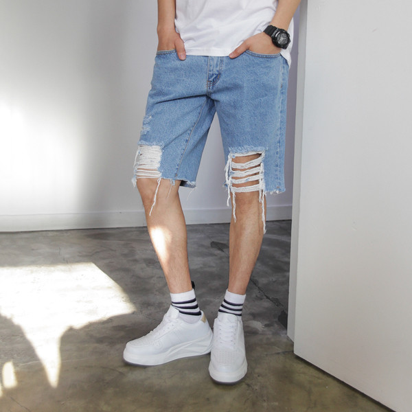σύντομο τζιν Άνετα κατακερματισμένη ανδρών