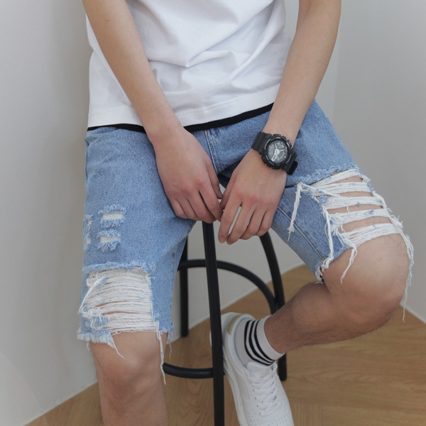 σύντομο τζιν Άνετα κατακερματισμένη ανδρών