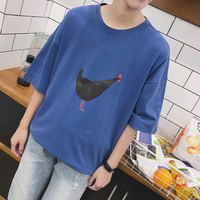 Мъжка широка ежедневна тениска с къс 3/4 ръкав