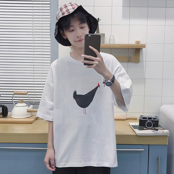 Мъжка широка ежедневна тениска с къс 3/4 ръкав