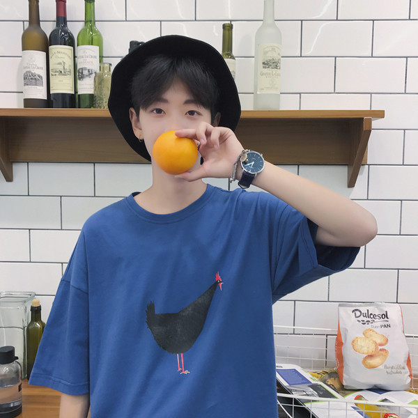 Мъжка широка ежедневна тениска с къс 3/4 ръкав