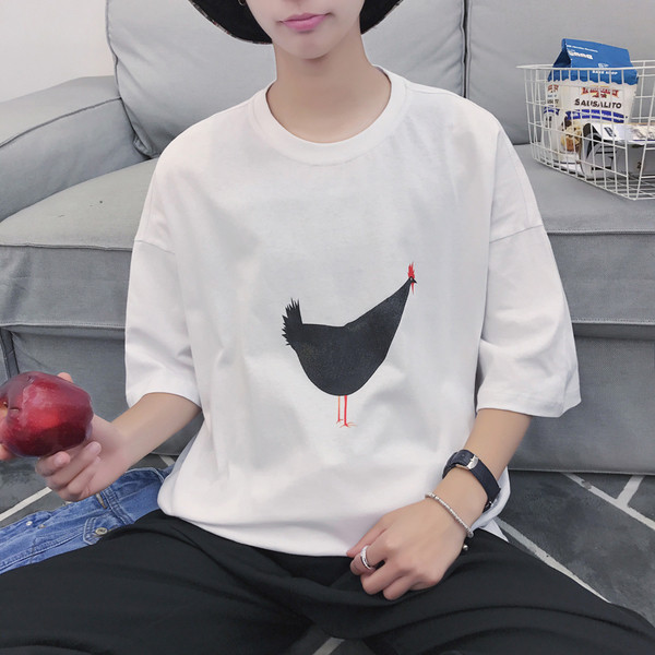 Мъжка широка ежедневна тениска с къс 3/4 ръкав