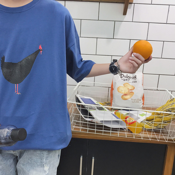 Мъжка широка ежедневна тениска с къс 3/4 ръкав