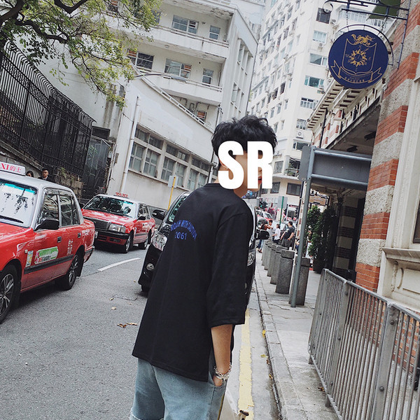 Мъжка ежедневна блузка с къс 7/8 ръкав и интересна апликация - 2 цвята