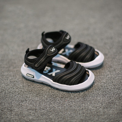 Детски удобни сандали унисекс в черен и сив цвят