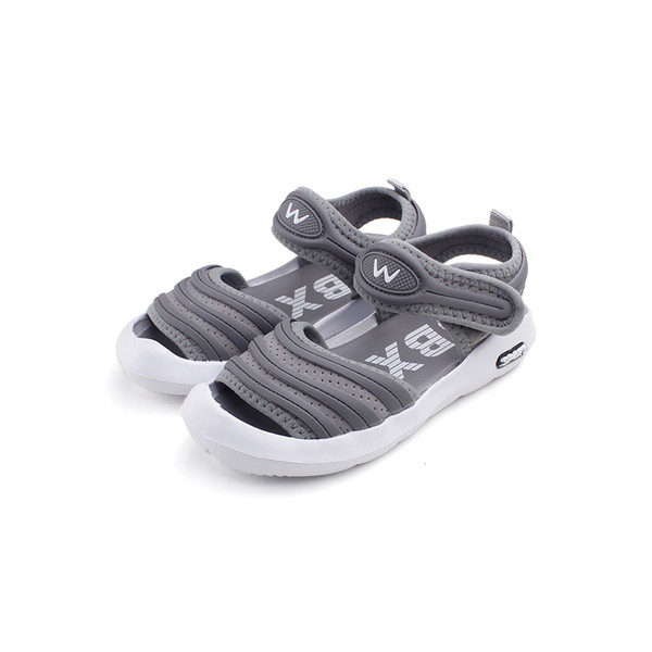 Детски удобни сандали унисекс в черен и сив цвят