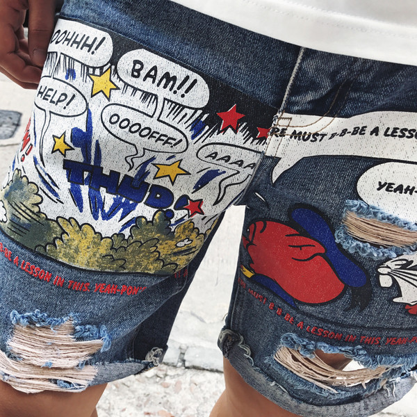 Интересни къси мъжки дънки с анимации