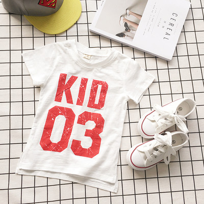  T-shirt με κοντό μανίκι και τριών χρωμάτων επιγραφή για αγόρια