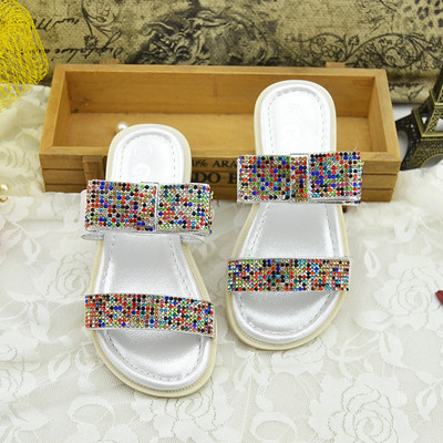 παντόφλες Λαμπερό κυρίες λευκό, χρυσό και ροζ