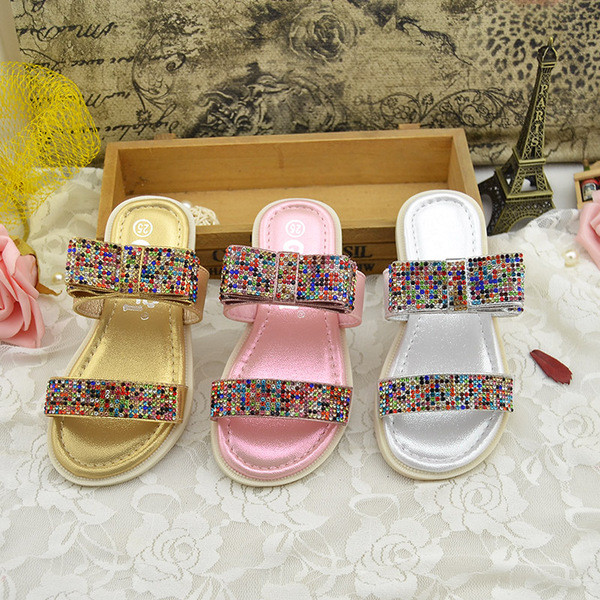 παντόφλες Λαμπερό κυρίες λευκό, χρυσό και ροζ