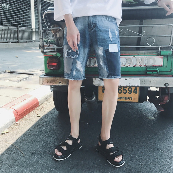 Τρέχουσα σύντομη τζιν - ξεφτισμένα, patched