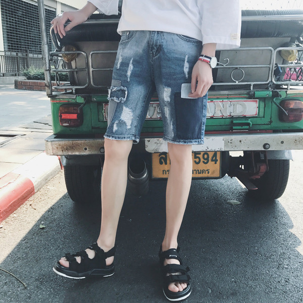 Τρέχουσα σύντομη τζιν - ξεφτισμένα, patched