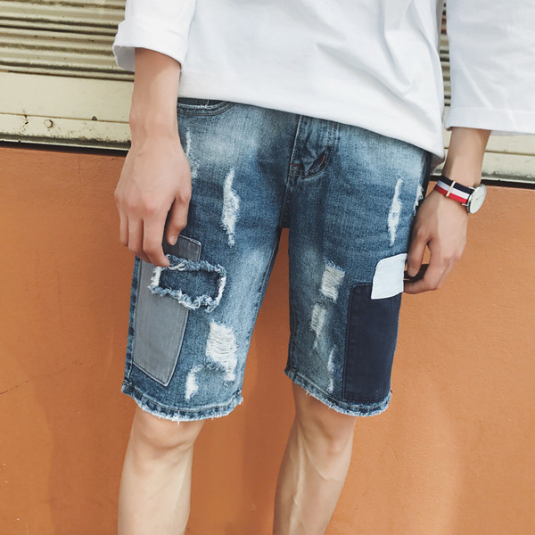 Τρέχουσα σύντομη τζιν - ξεφτισμένα, patched