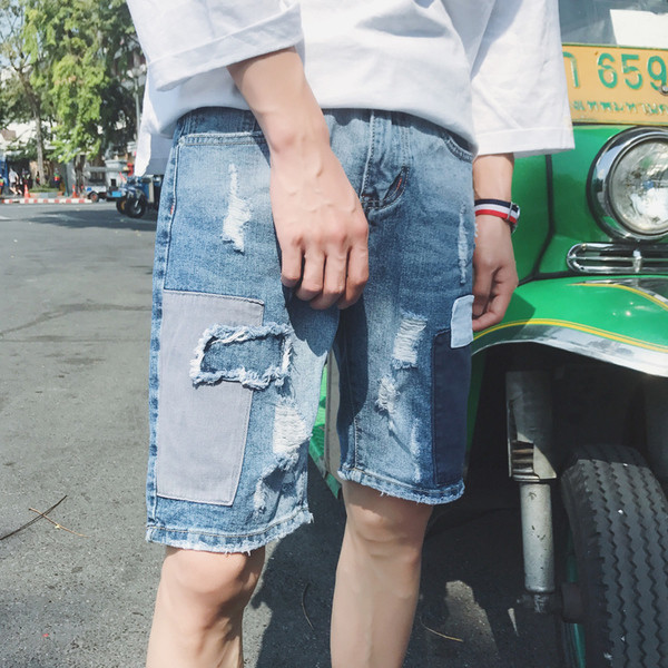 Τρέχουσα σύντομη τζιν - ξεφτισμένα, patched