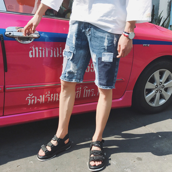 Τρέχουσα σύντομη τζιν - ξεφτισμένα, patched